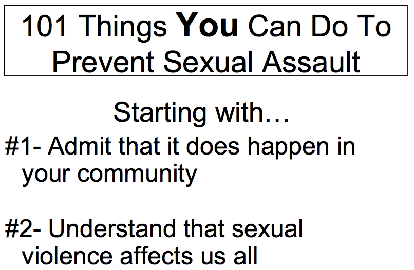 101 Things You Can Do to Prevent Sexual Assault