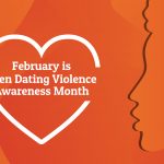 Concept of Teen Dating Violence Awareness Month, February. Silhouette of young african american girl. Template for background, banner, card, poster with text inscription. Vector illustration