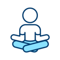 icons shows a person sitting criss cross with both arms extended out. signals meditation