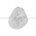 Linework images of a thumbor finger print with flat lines extending out horizontally