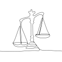 linework outline of a balance scale with it being heavier or tipped heavier on the left