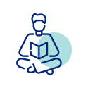 man sitting reading book icon