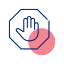 icon with hand up indicating to STOP