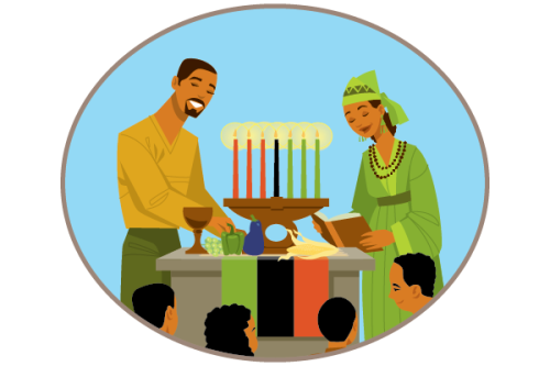 Family celebrating Kwanzaa.