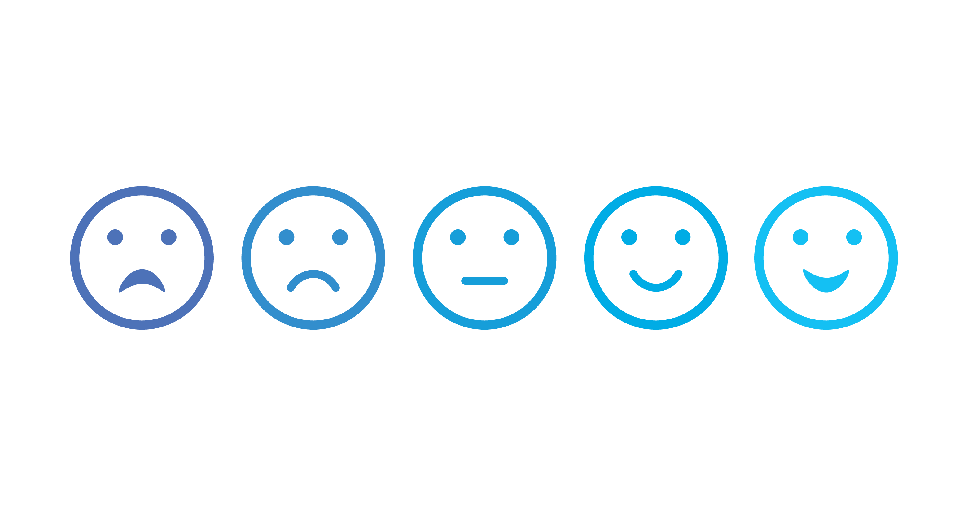 Emoji icons from happy to sad range.