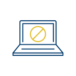 Icon of laptop screen with a negative sign.