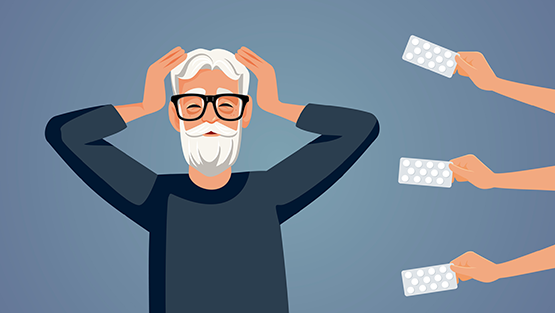 Elder being pressured into taking pills.