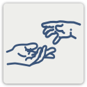 Hands reach out icon.