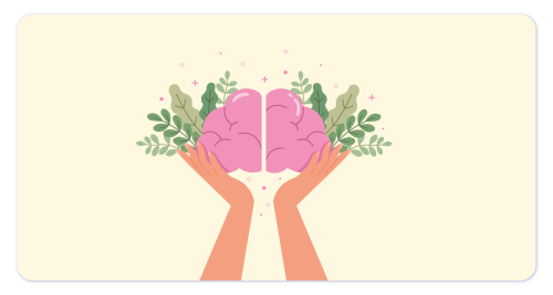 Hand holds a wellness brain.
