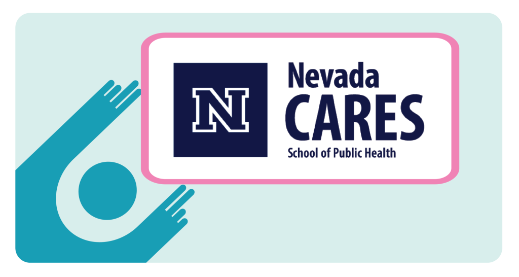 Person holding a sign with the Nevada Cares Logo