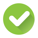 Check mark on green circle.