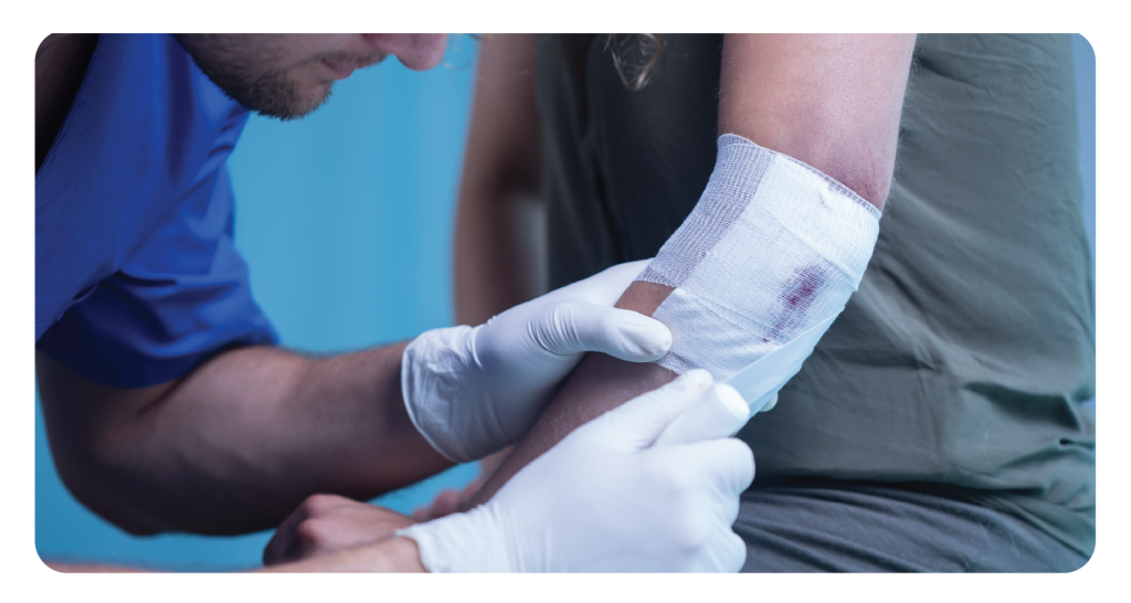 Treating a wound.