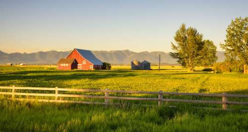 a barn on farmland