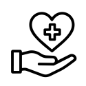 Healthcare cross in a heart icon