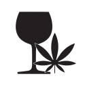 wine glass and cannabis leaf icon